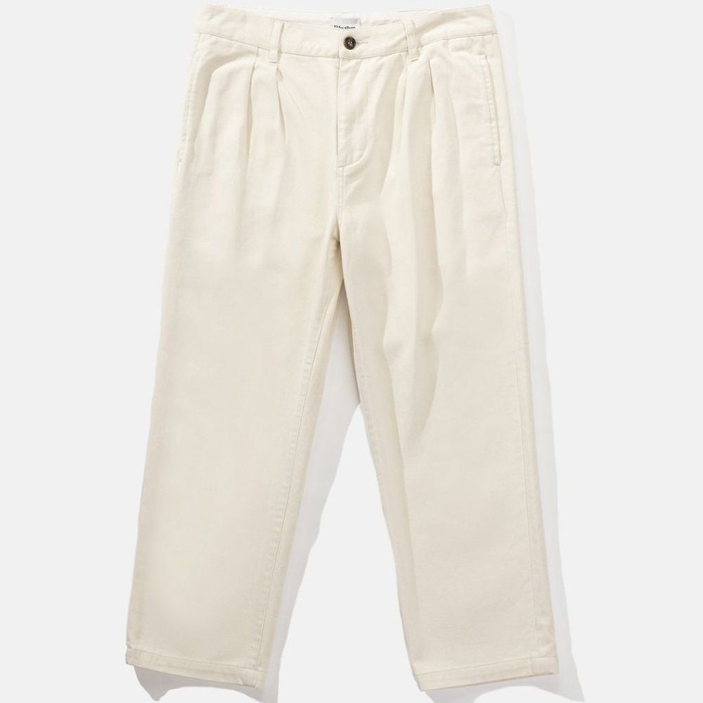 Rhythm - Double Pleat Twill Trouser Cream - 32